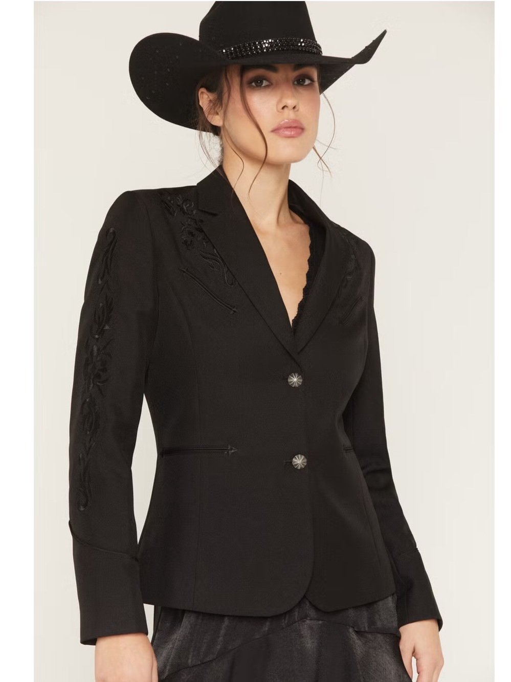 Scully Women’s Tonal Scroll Black Embroidered Blazer Size XXL